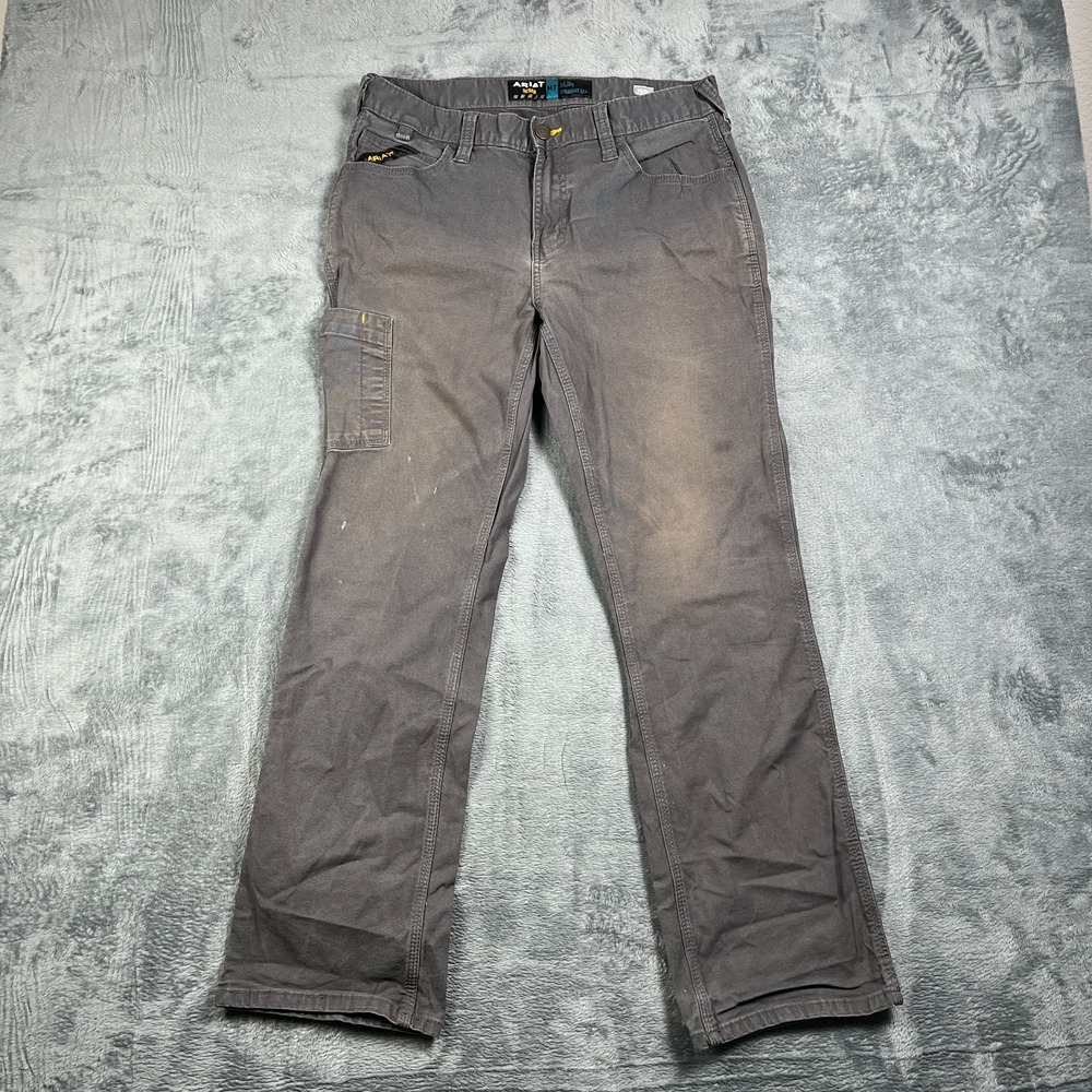 Ariat Rebar M7 Work Pants Mens 32x32 Gray Dura Stretch Slim Fit Straight Leg